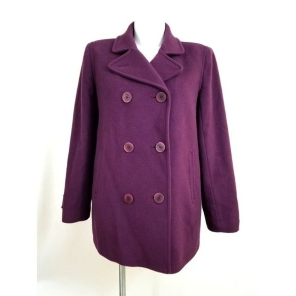 L.L. Bean Women's Double-Breasted Purple Peacoat